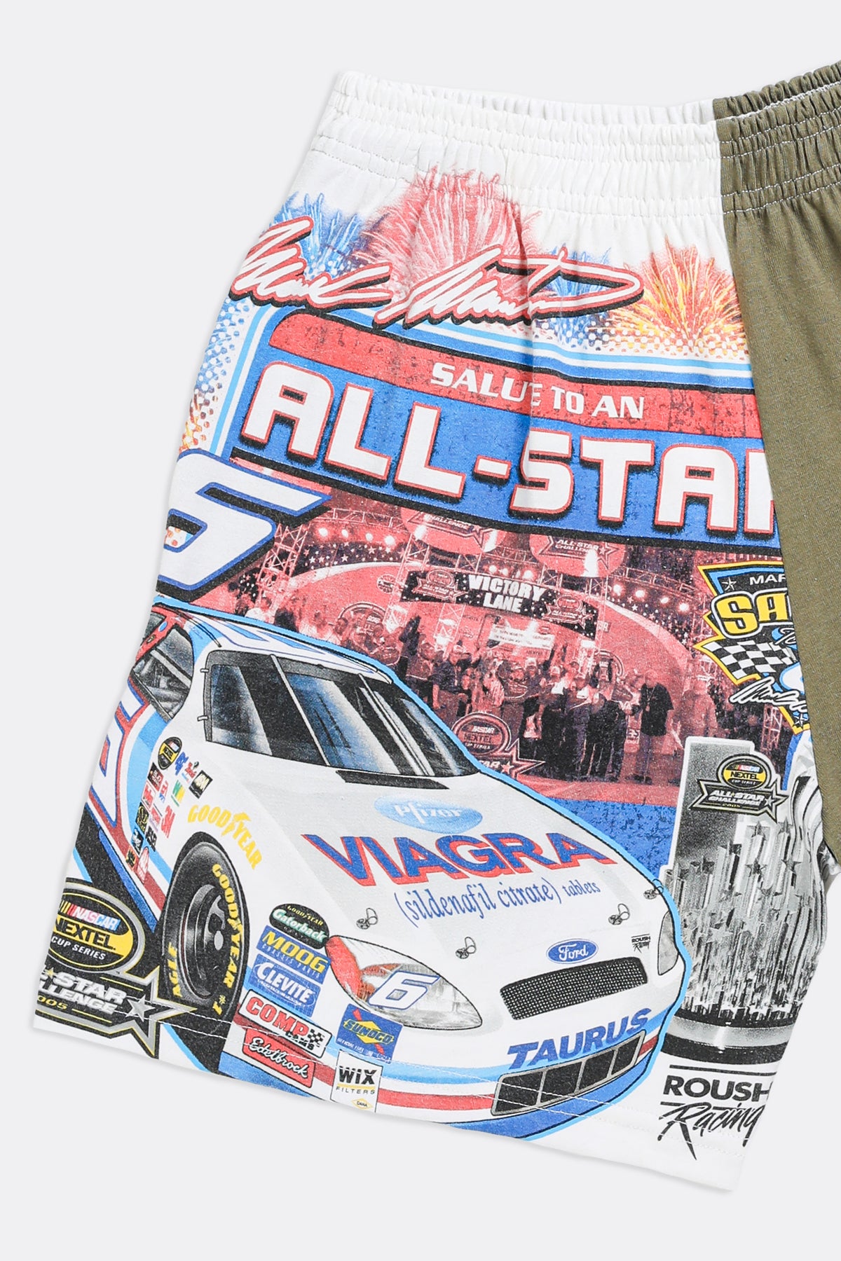 Unisex Rework Racing Tee Shorts - Women's S, Men's XS-BOTTOMS-Racing-Frankie Collective Rare Vintage Streetwear Reworks