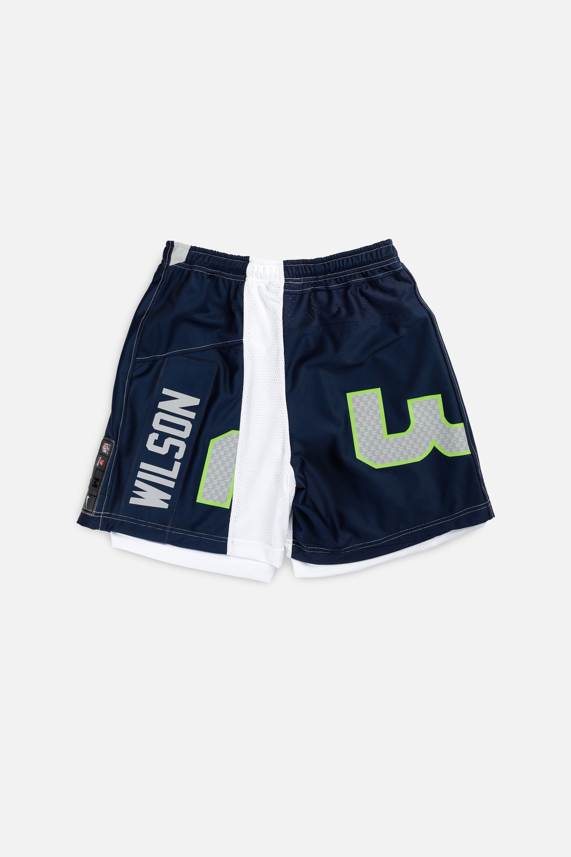 Unisex Rework Seattle Seahawks NFL Jersey Shorts - L-BOTTOMS-NFL-Women's L - Men's M-Frankie Collective Rare Vintage Streetwear Reworks