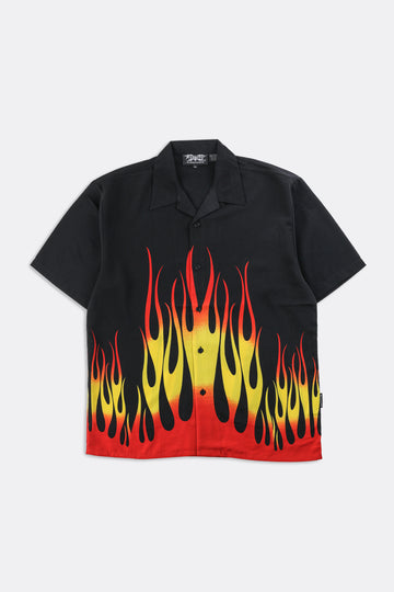 Deadstock Dragonfly Flames Camp Shirt - L, XL