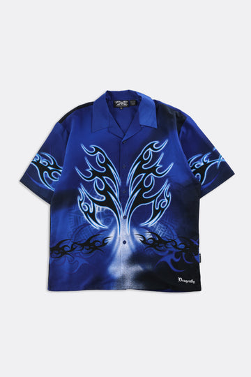 Deadstock Dragonfly Blue Tribal Camp Shirt - M, XXL