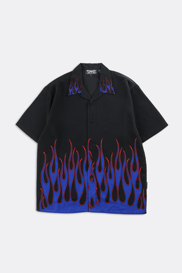 Deadstock Dragonfly Flames Camp Shirt - L, XL