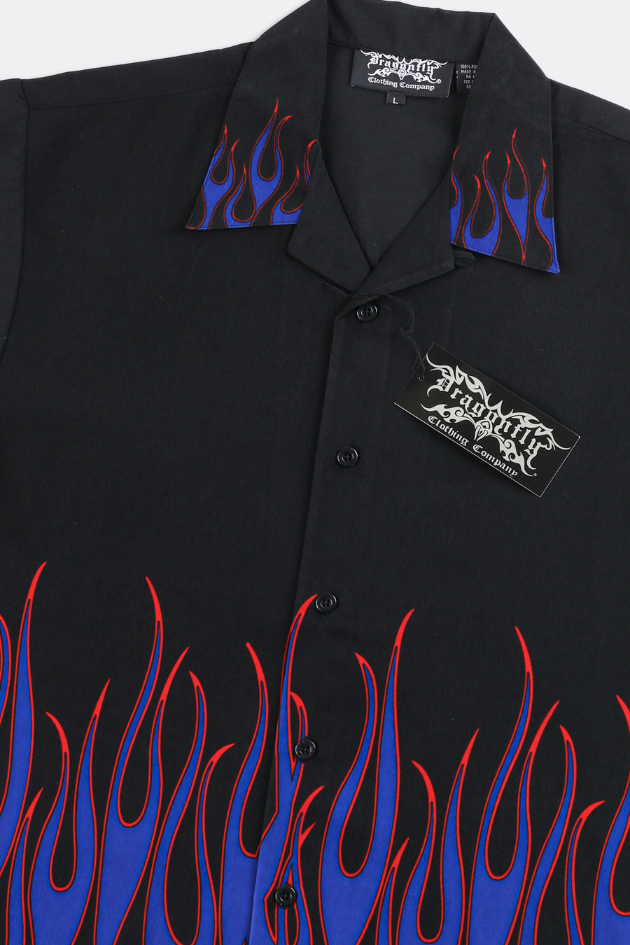 Deadstock Dragonfly Flames Camp Shirt - M, L, XL