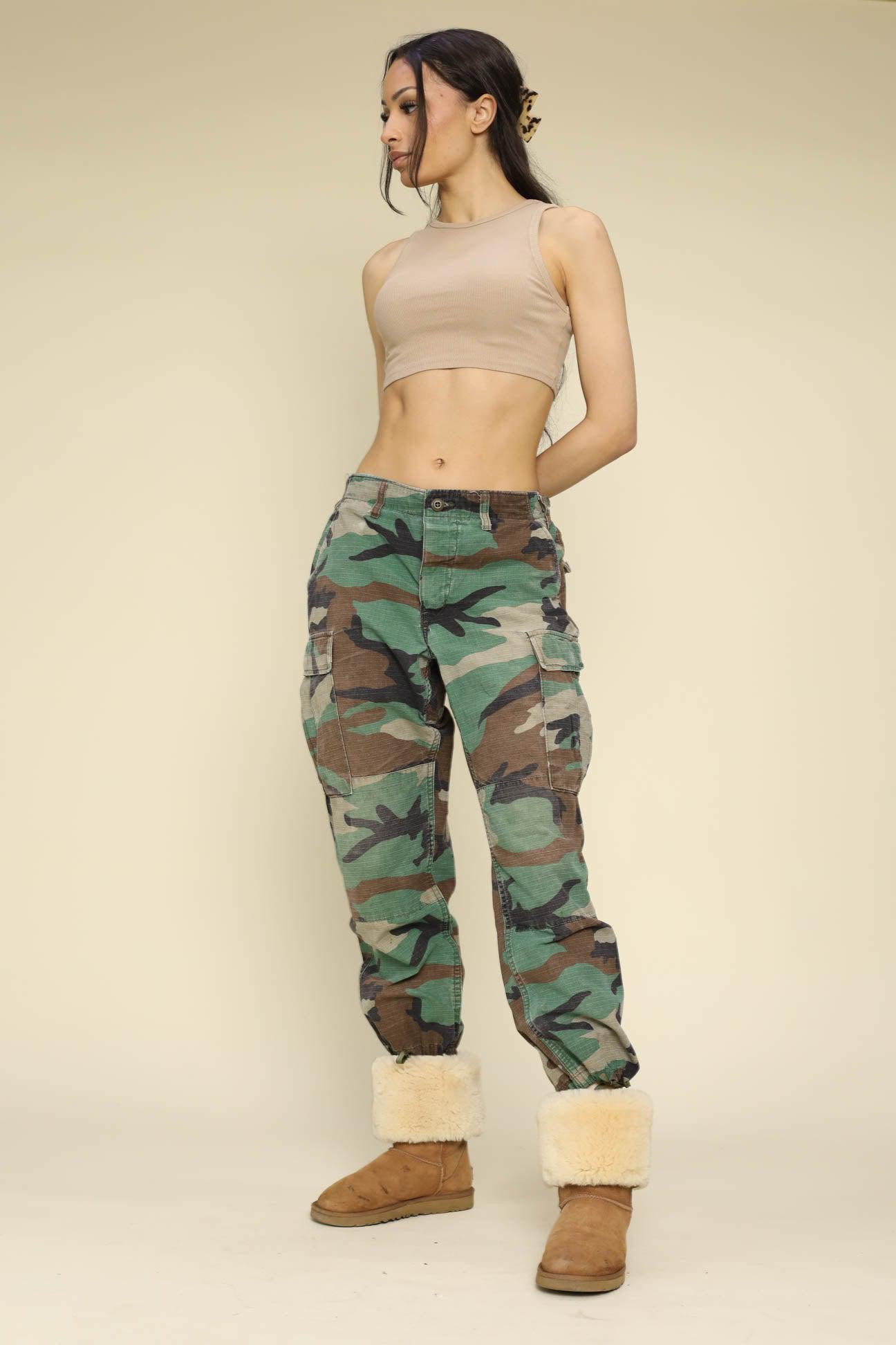 Vintage Camo Woodland Pants - XS, L, XL-BOTTOMS-surplus-XS - Short-Frankie Collective Rare Vintage Streetwear Reworks